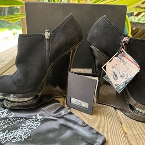 ZIGiny Blacklabel Black Suede and Rhinestone Booties size 10